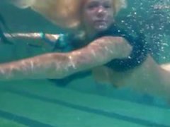 Blonde is a great swimmer with nice tits