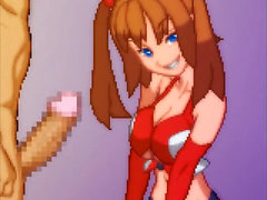 Pixel, cheerleader bondage, busty anime girl