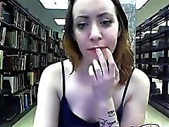 Hot milf with nice body flases and teases at public library