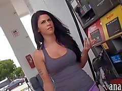 Busty girlfriend loves public flashing and ass fucking