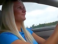 Horny babes smoke dick in car