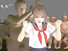 Erotic 3D hentai girl gets gangbanged