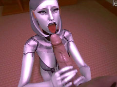 Mass effect, edi lesbian robot, sindel futa 3d