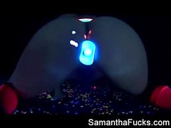 Samantha Saint gets off in this super hot black light solo
