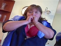 Young BBW strip teases