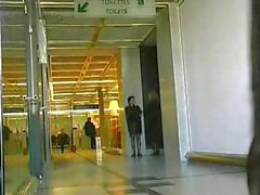 Naughty busty frivolous females don`t afraid to get naked in airport