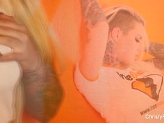 Cute Christy Mack teases in her FreeOnes shirt