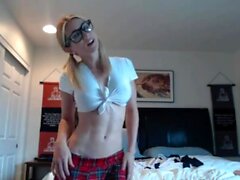 Blonde webcam goddess 23 - schoolgirl squirts on the bed