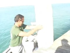 Anal sex with busty girl on the boat at fishing