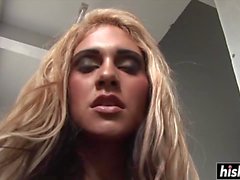 Busty chick makes a guy cum