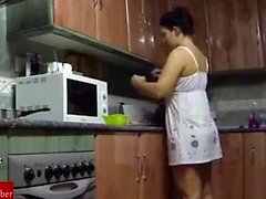 fucking in the kitchen and she swallows it uploaded
