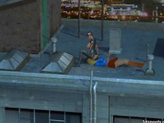 Katwoman and sooper girl hardcore lesbian fuck on rooftop prt 1