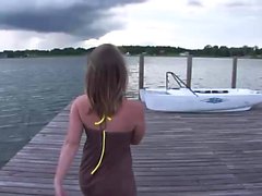 Hot girl reveals her body outdoors