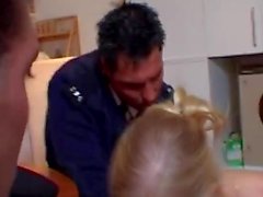 Horny cops fuck a horny blonde housewife