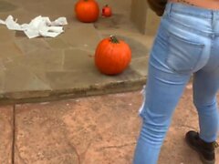 'Pumpkin Smashing with Blonde Big Tits KENZIE TAYLOR for Halloween Trick or'