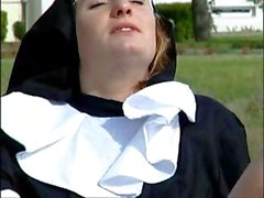 Horny babes including a nun go for cock and nun has a threesome