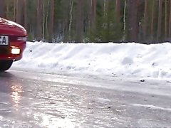 Car breakdown for horny Monicamilf in the Norwegian winter