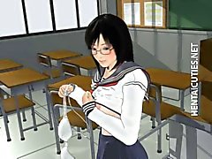 Hentai schoolgirl wanking cock