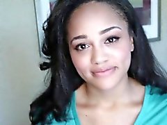 Ebony teen gulps cum pov