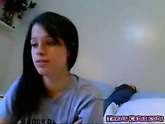 Sexy busty teen strips and plays on her webcam
