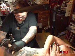 'Marie Bossette touches herself while being tattooed'